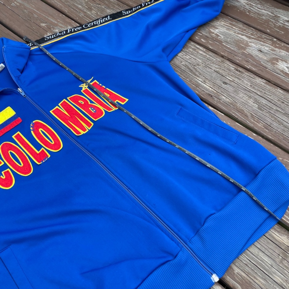 Vintage Upcycled Asics Tiger Colombia 'SuckaFreeCertified' Track Jacket - Picture 7 of 9